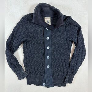 S.N.S. Herning Stark Textured Virgin Wool Small Men's Navy Cable Knit Cardigan